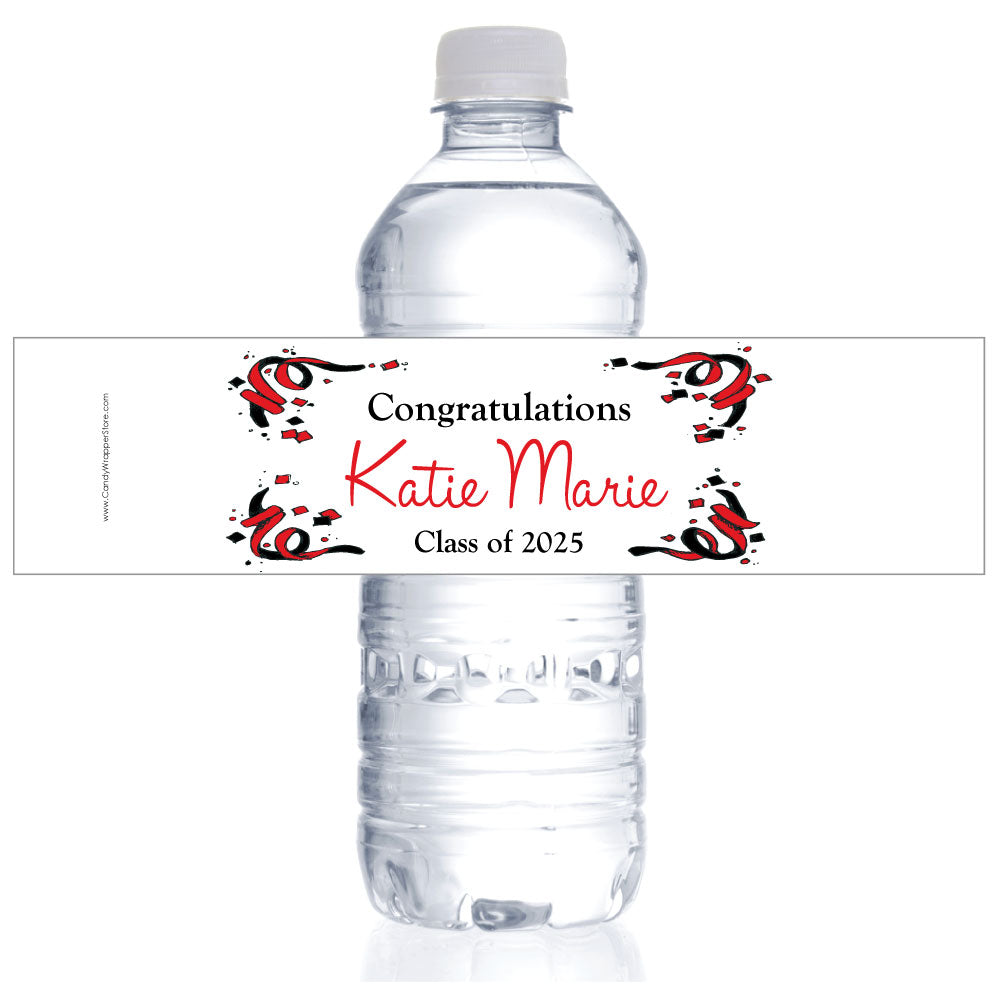 WBGRAD206 - Confetti Corners Graduation Water Bottle Label Confetti Corners Graduation Water Bottle Label Party Favors GRAD206