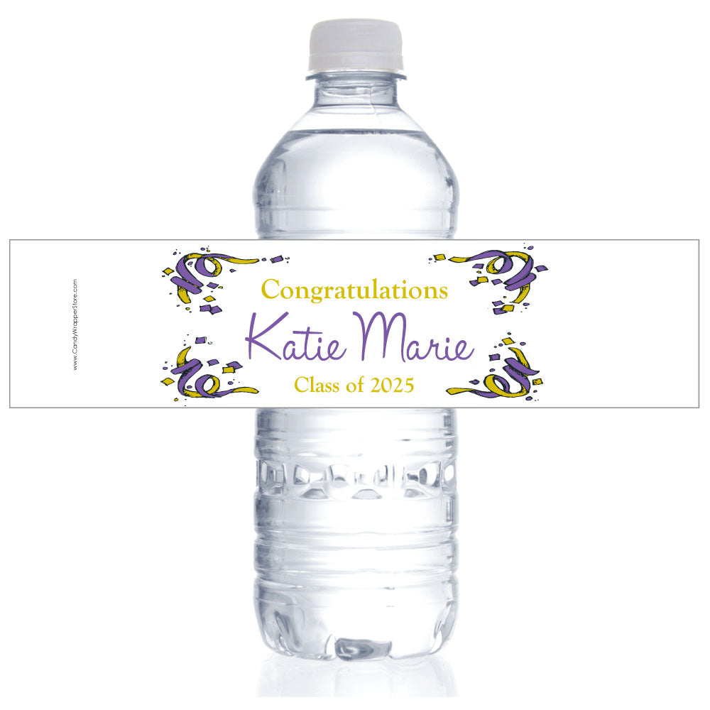 WBGRAD206 - Confetti Corners Graduation Water Bottle Label Confetti Corners Graduation Water Bottle Label Party Favors GRAD206