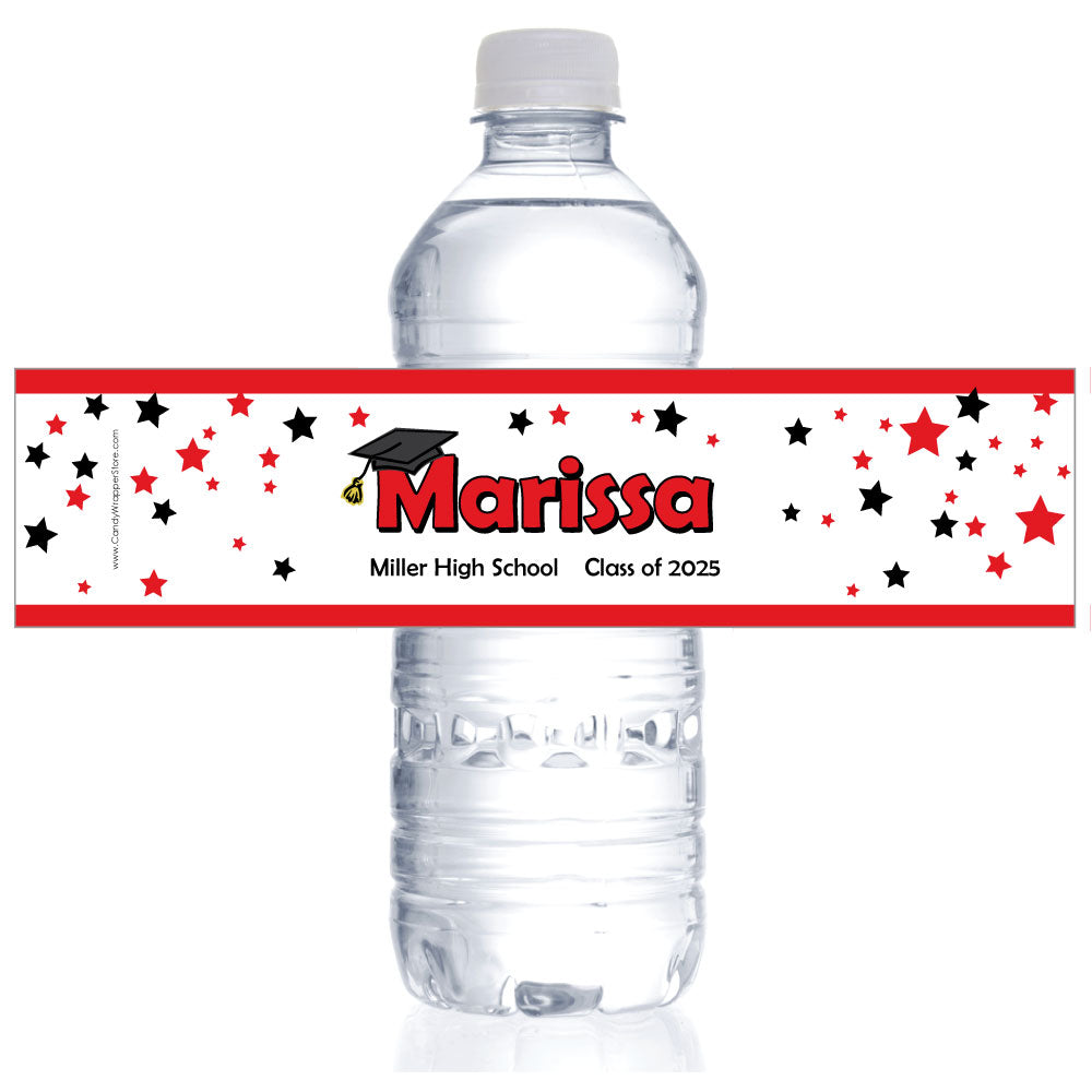 WBGRAD209 - Graduation Hat Water Bottle Label Graduation Hat Water Bottle Label Party Favors GRAD209