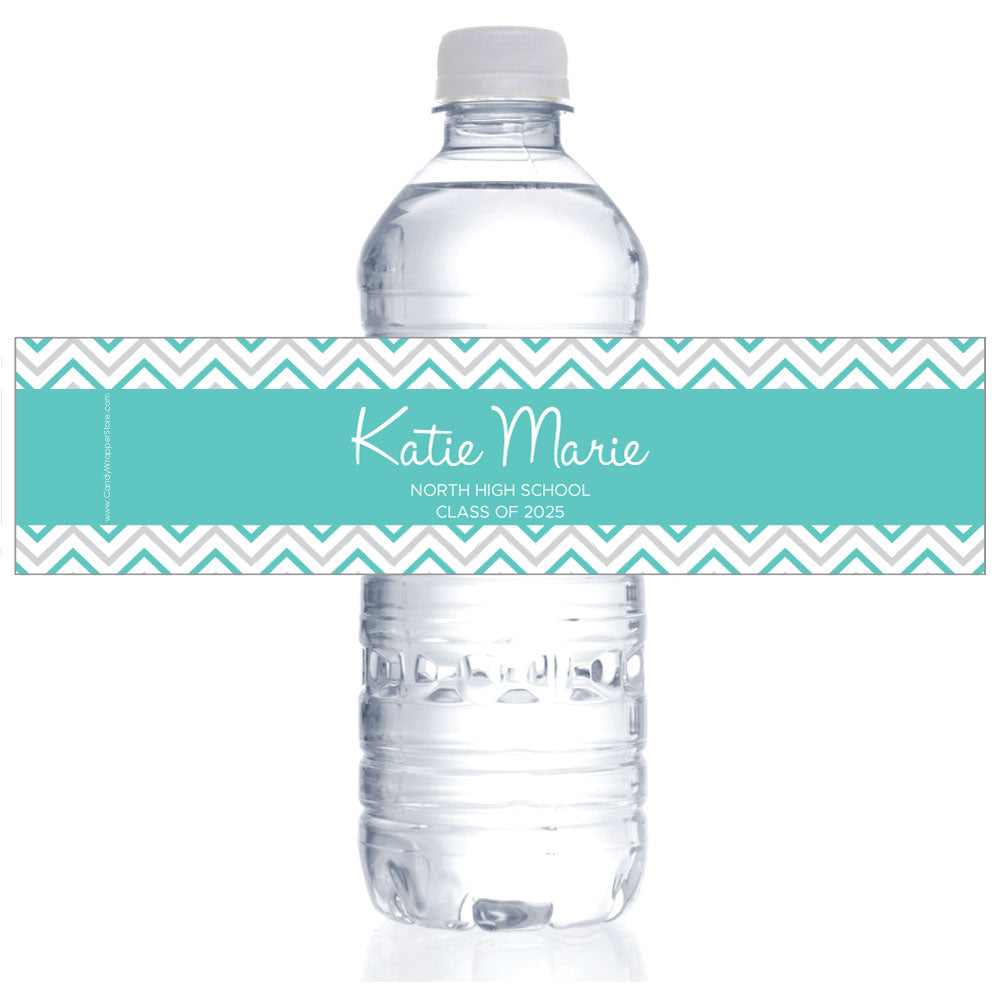 WBGRAD223 - Chevron Graduation Two Color Water Bottle Label Chevron Graduation Two Color Water Bottle Label Party Favors GRAD223