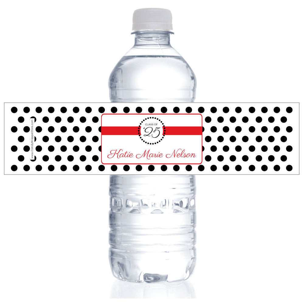 WBGRAD226 - Petite Dots Graduation Water Bottle Label Petite Dots Graduation Water Bottle Label Party Favors GRAD226