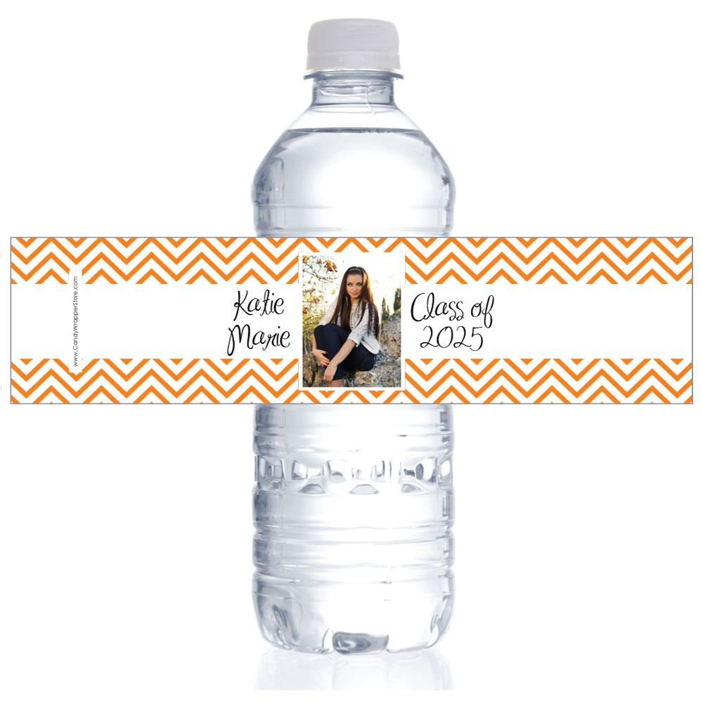 WBGRAD227photo - Photo Chevron Graduation Two Color Water Bottle Label Photo Chevron Graduation Two Color Water Bottle Label WBGRAD227photo Party Favors GRAD227