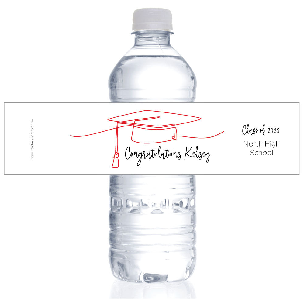 WBGRAD262 - Scribble Graduation Hat Water Bottle Label Scribble Graduation Hat Water Bottle Label Party Favors GRAD262