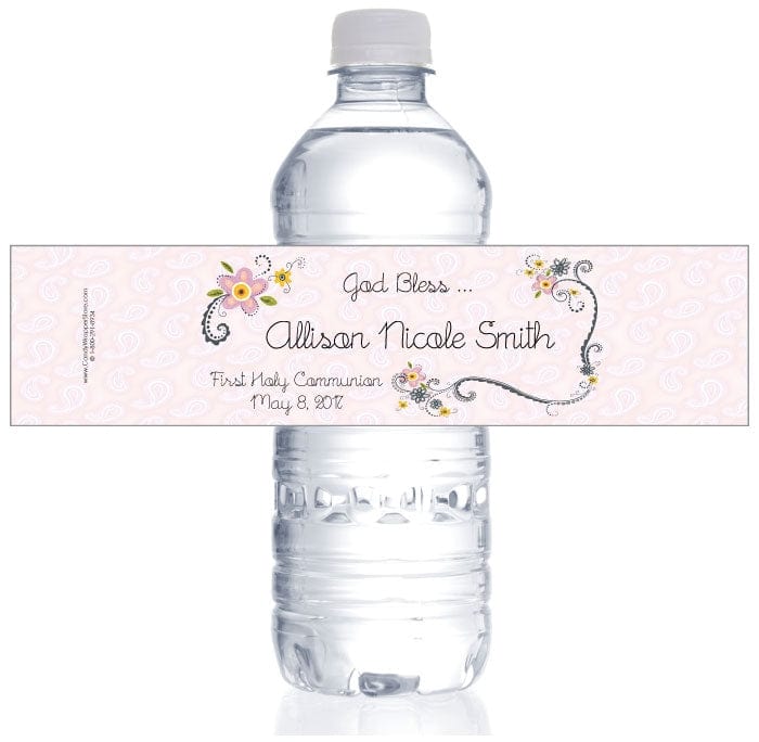 WBREL200 - Swirl and Flowers Religious Water Bottle Labels Swirl and Flowers Religious Water Bottle Label REL200