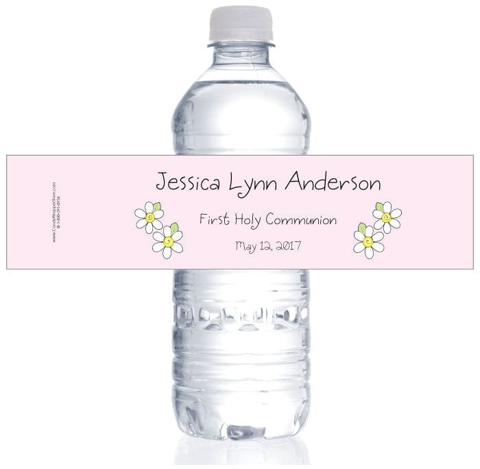 WBREL202 - Daisy Religious Water Bottle Labels Daisy and Heart Religious Water Bottle Labels REL202