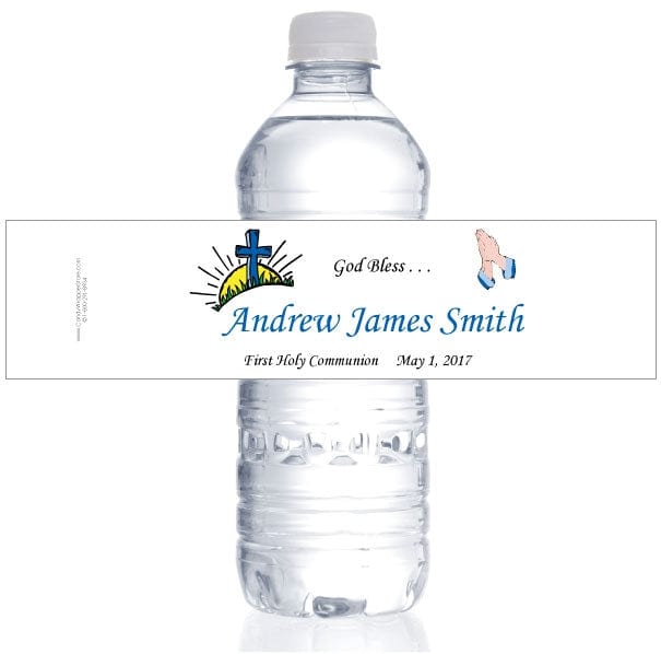 WBREL203b - Rising Sun and Praying Hands Religious Water Bottle Labels Rising Sun and Praying Hands Religious Water Bottle Labels REL203