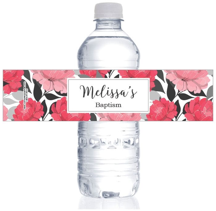 WBREL236 - Pretty Pink Peony Water Bottle Label Pretty Pink Peony Water Bottle Label REL236