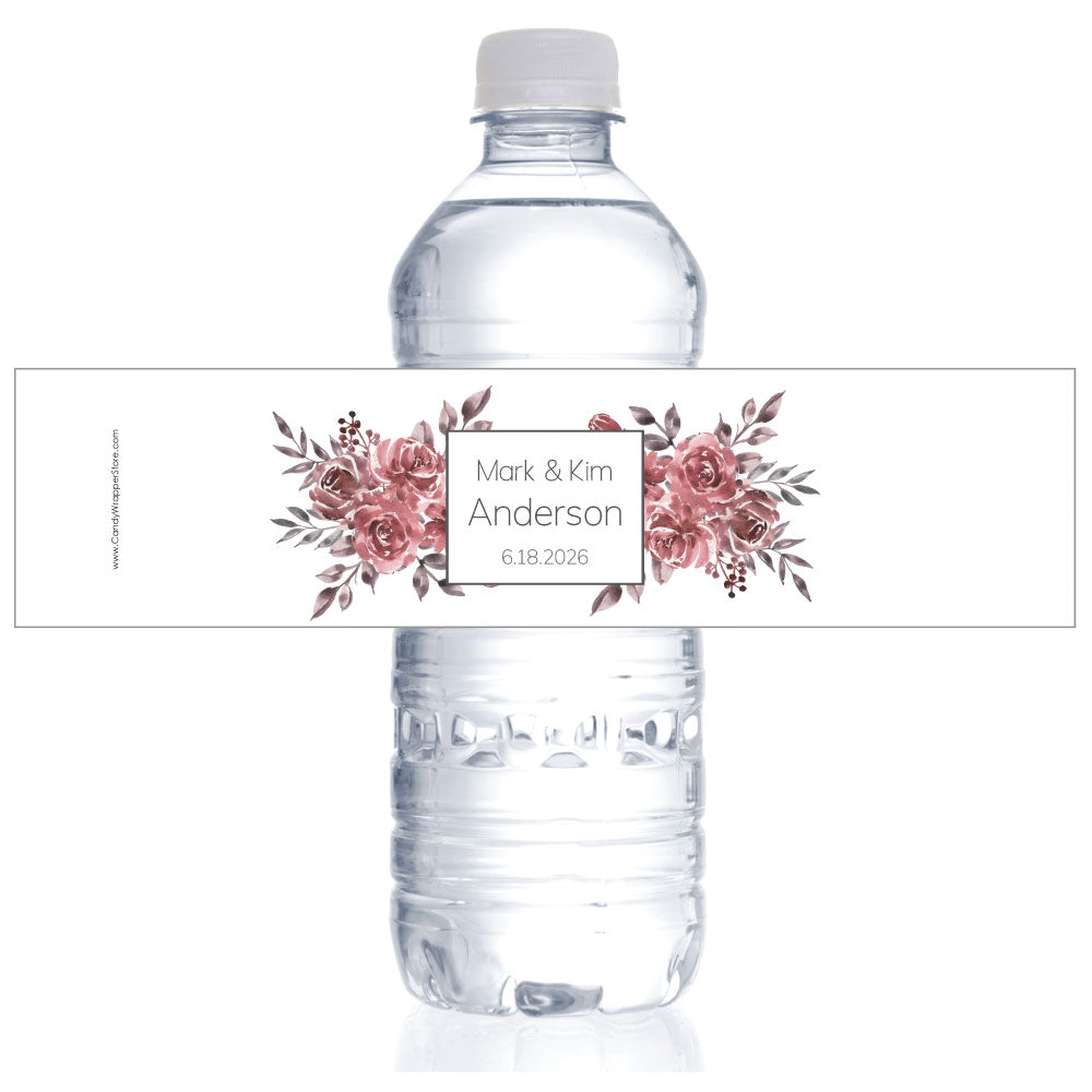 WBWA385 - Rustic Floral Monogram Wedding Water Bottle Label Rustic Floral Monogram Wedding Water Bottle Label WA385