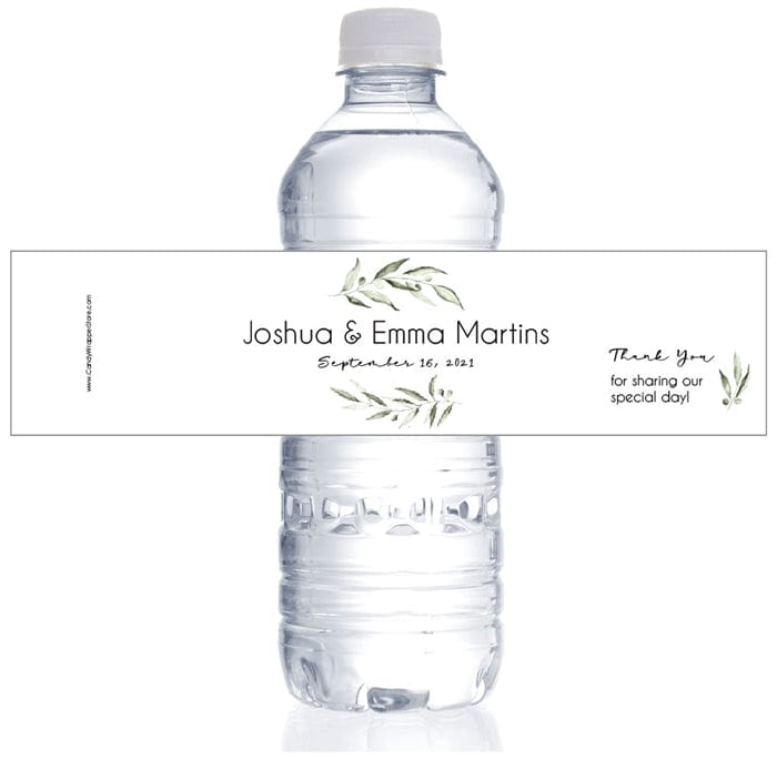 WBWA456 - Olive Branch Watercolor Wedding Water Bottle Label Olive Branch Watercolor Wedding Water Bottle Label WA456
