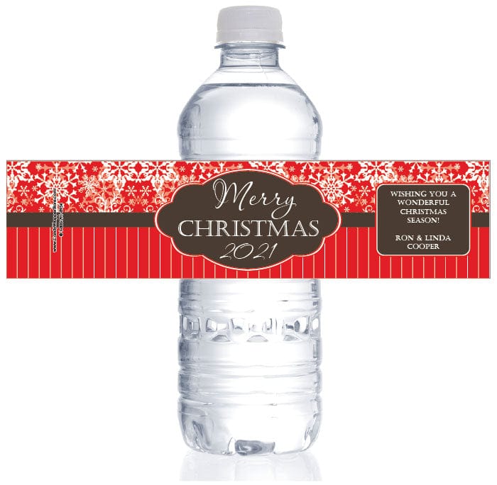 Merry Christmas Water Bottle Labels