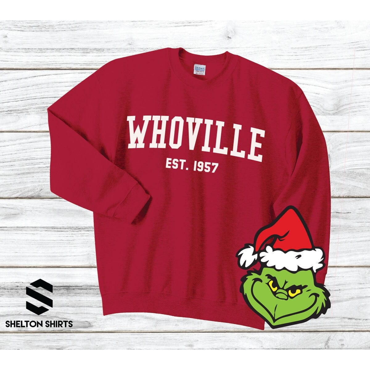 Whoville Collegiate Sweatshirt The Grinch Super Comfy Crew Neck Unisex Sweatshirt Candy Wrapper Store