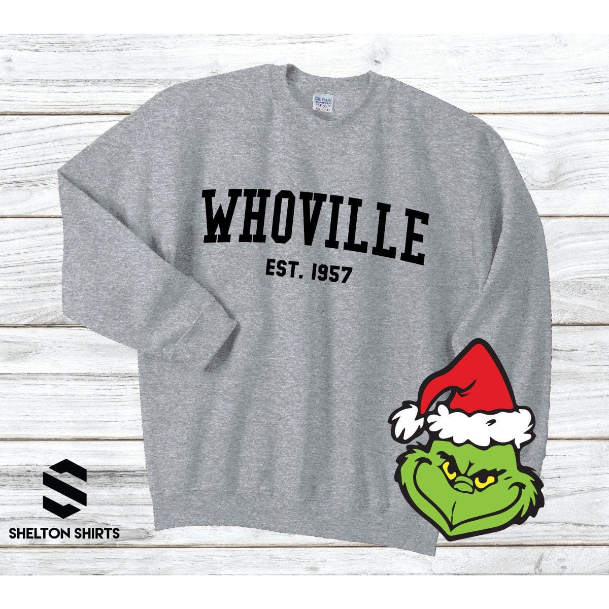 Whoville Collegiate Sweatshirt The Grinch Super Comfy Crew Neck Unisex Sweatshirt Candy Wrapper Store