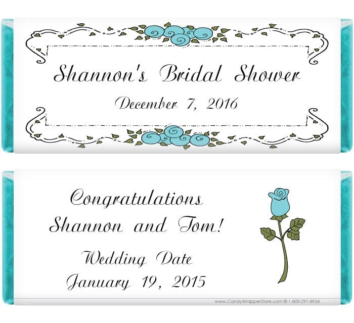 WS200T - Wedding Shower Tiffany Blue Roses Candy Bar Wrapper Wedding Shower Tiffany Blue Roses Candy Bar Wrapper Wedding Favors WS200