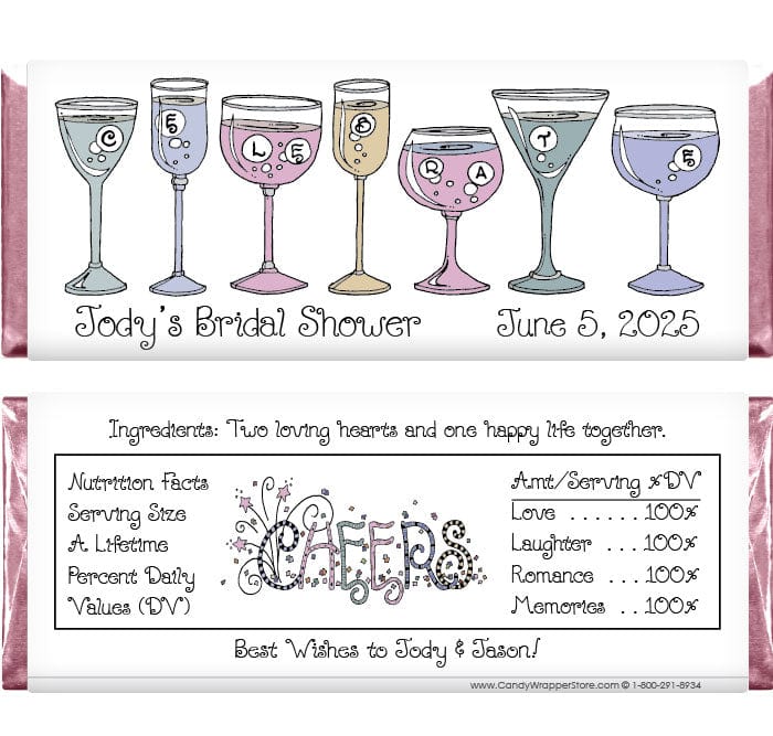 WS212 - Celebrate Wedding Shower Candy Bar Wrappers Celebrate Wedding Shower Candy Bar Wrappers Wedding Favors WS212
