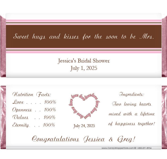 WS214 - Wedding Shower Hugs and Kisses Wrapper Wedding Shower Hugs and Kisses Wrapper Wedding Favors WS214