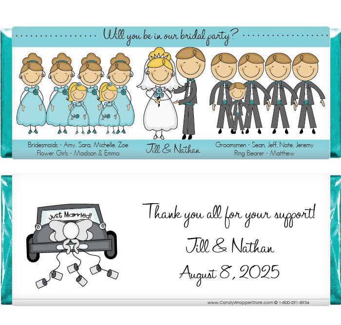 WS220 - Bridal Party Candy Bar Wrapper Bridal Party Candy Bar Wrapper Wedding Favors WS220