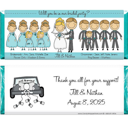 WS220 - Bridal Party Candy Bar Wrapper Bridal Party Candy Bar Wrapper Wedding Favors WS220