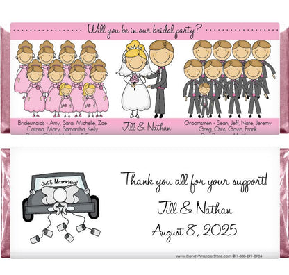 WS220 - Bridal Party Candy Bar Wrapper Bridal Party Candy Bar Wrapper Wedding Favors WS220