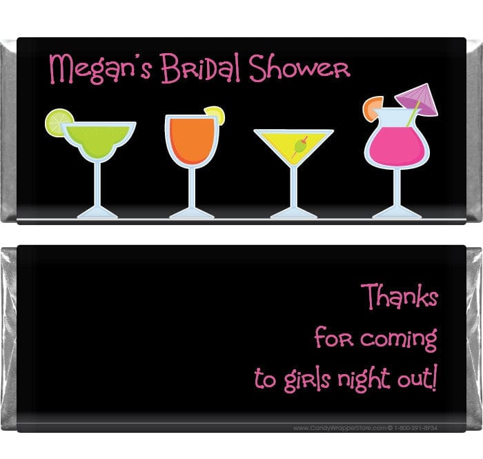 WS227 - Bridal Shower Cocktails Candy Bar Wrappers Bridal Shower Cocktails Candy Bar Wrappers Candy Wrapper Store