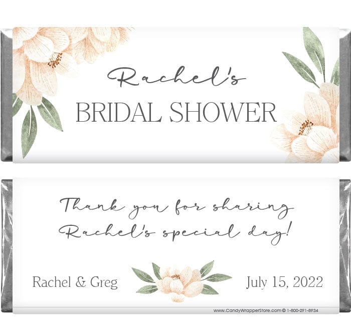 WS251 - Pink Watercolor Floral Bridal Shower Candy Bar Wrappers Pink Watercolor Floral Bridal Shower Candy Bar Wrappers Wedding Favors WS251