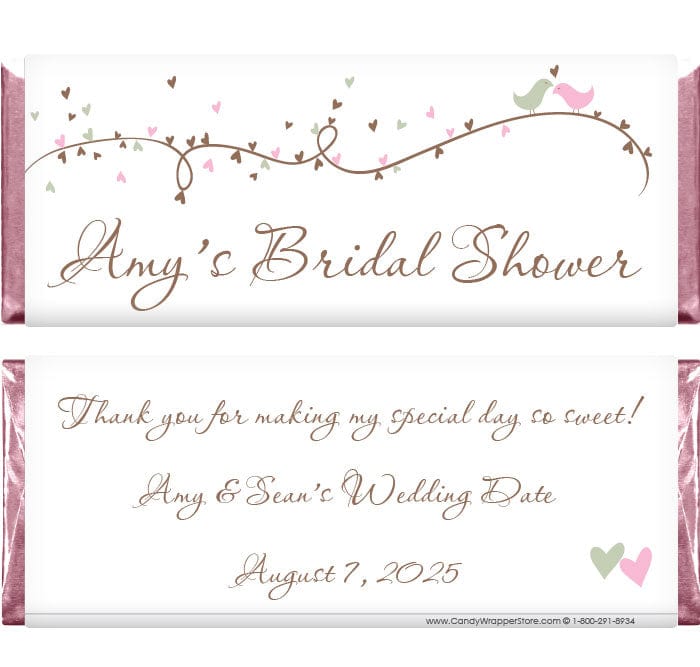 WS316 - Wedding Shower Love Birds Candy Bar Wrapper Wedding Shower Love Birds 1.55 oz Hersheys Candy Bar Wrappers Wedding Favors WS316