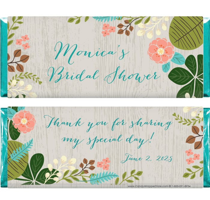 WS331 - Floral and Wood Bridal Shower Candy Wrapper Floral and Wood Bridal Shower Candy Wrapper Candy Wrapper Store