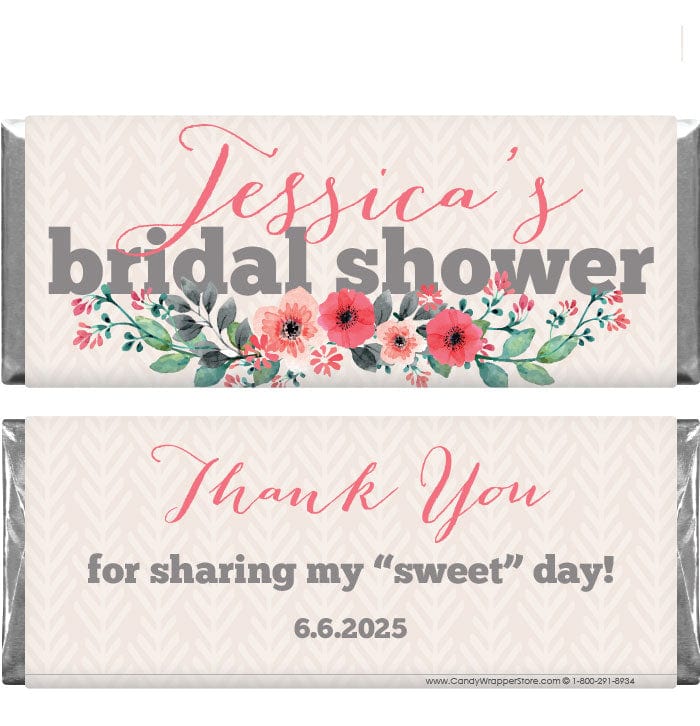 WS358 - Floral Centerpiece Bridal Shower Candy Bar Wrapper Floral Centerpiece Bridal Shower Candy Bar Wrapper Birth Announcement WS358