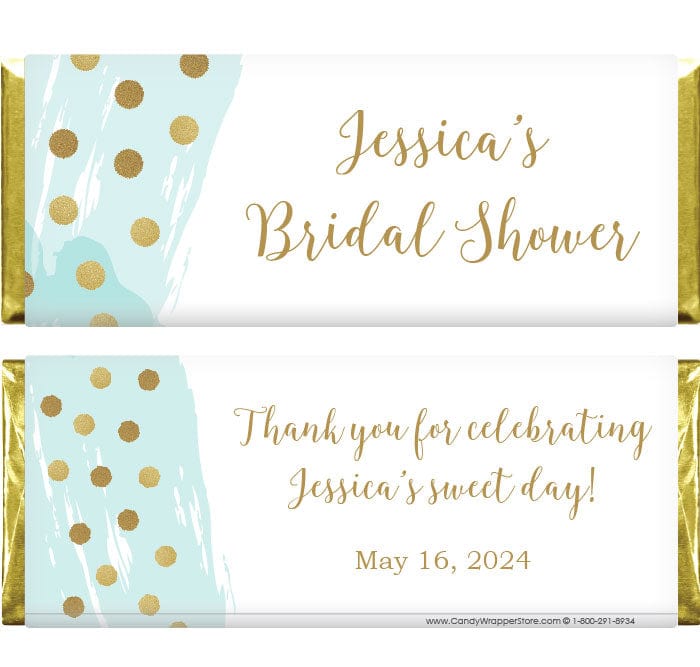 WS382 - Golden Dots Watercolor Bridal Shower Candy Bar Wrapper Golden Dots Watercolor Bridal Shower Candy Bar Wrapper ws382