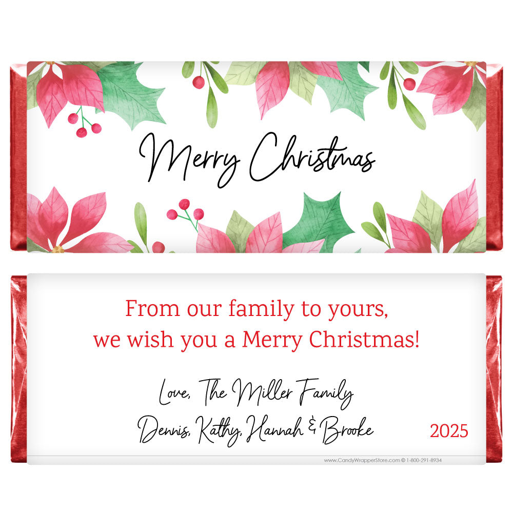 XMAS203 - Poinsettia Christmas Candy Wrappers Poinsettia Christmas Candy Wrappers Candy Wrapper Store
