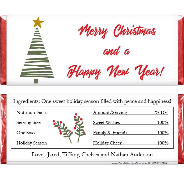 XMAS207 - Stripped Tree Christmas Candy Wrappers Dotty Tree Christmas Candy Wrappers Candy Wrapper Store