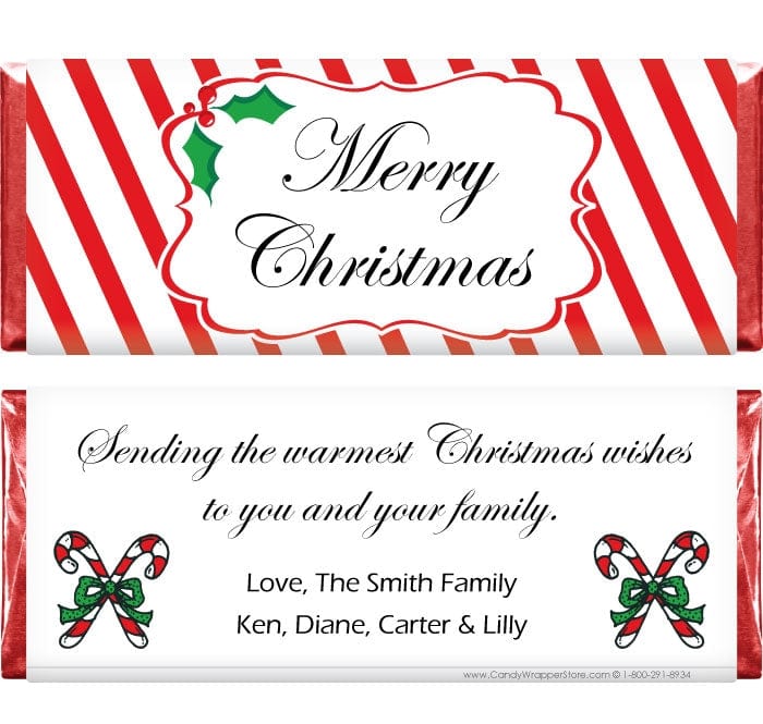 Christmas Candy Cane Water Bottle Labels – Candy Wrapper Store