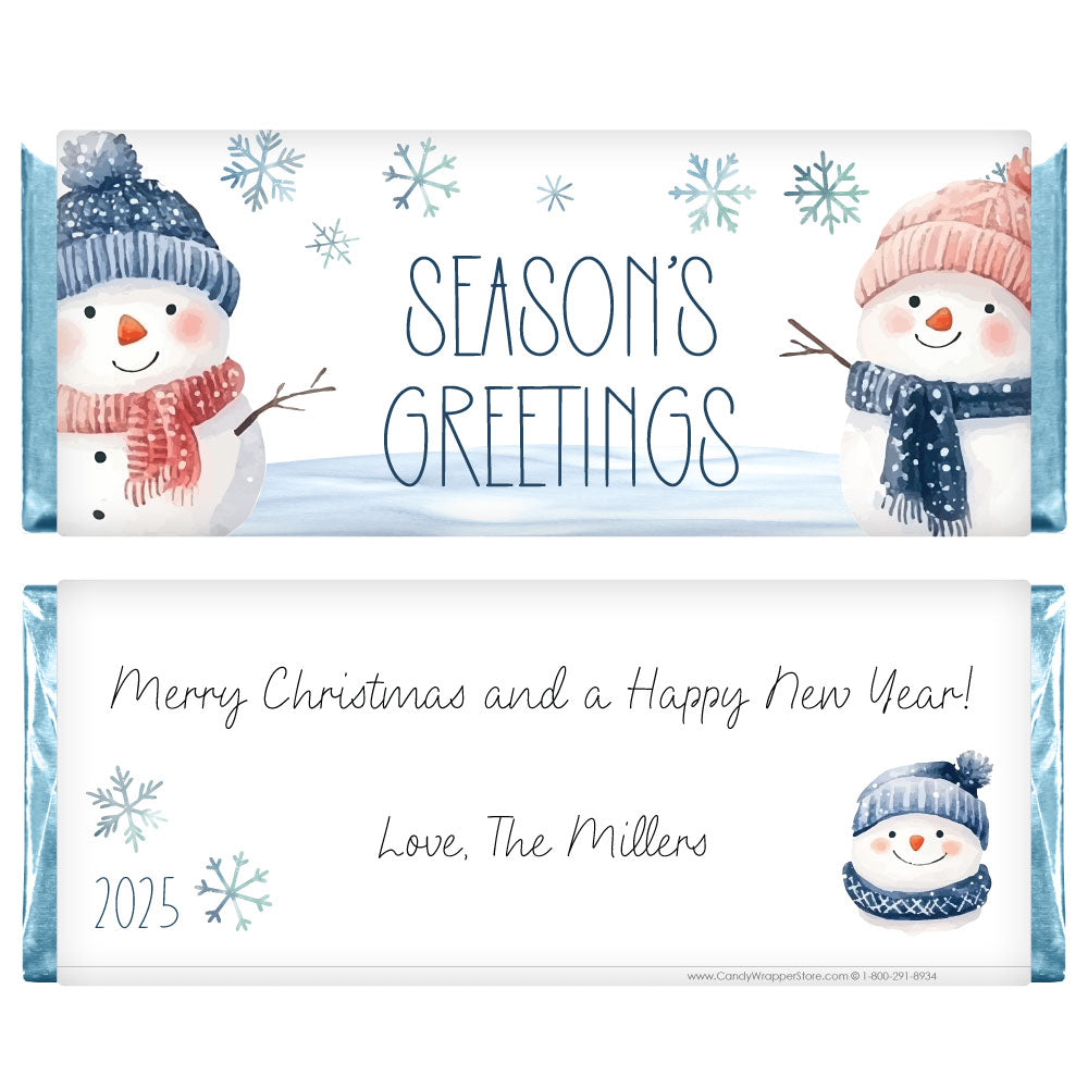 XMAS212 - Snowmen Christmas Candy Wrappers Christmas Snowmen under the Snow Hershey's 1.55 oz Candy Wrappers Candy Wrapper Store