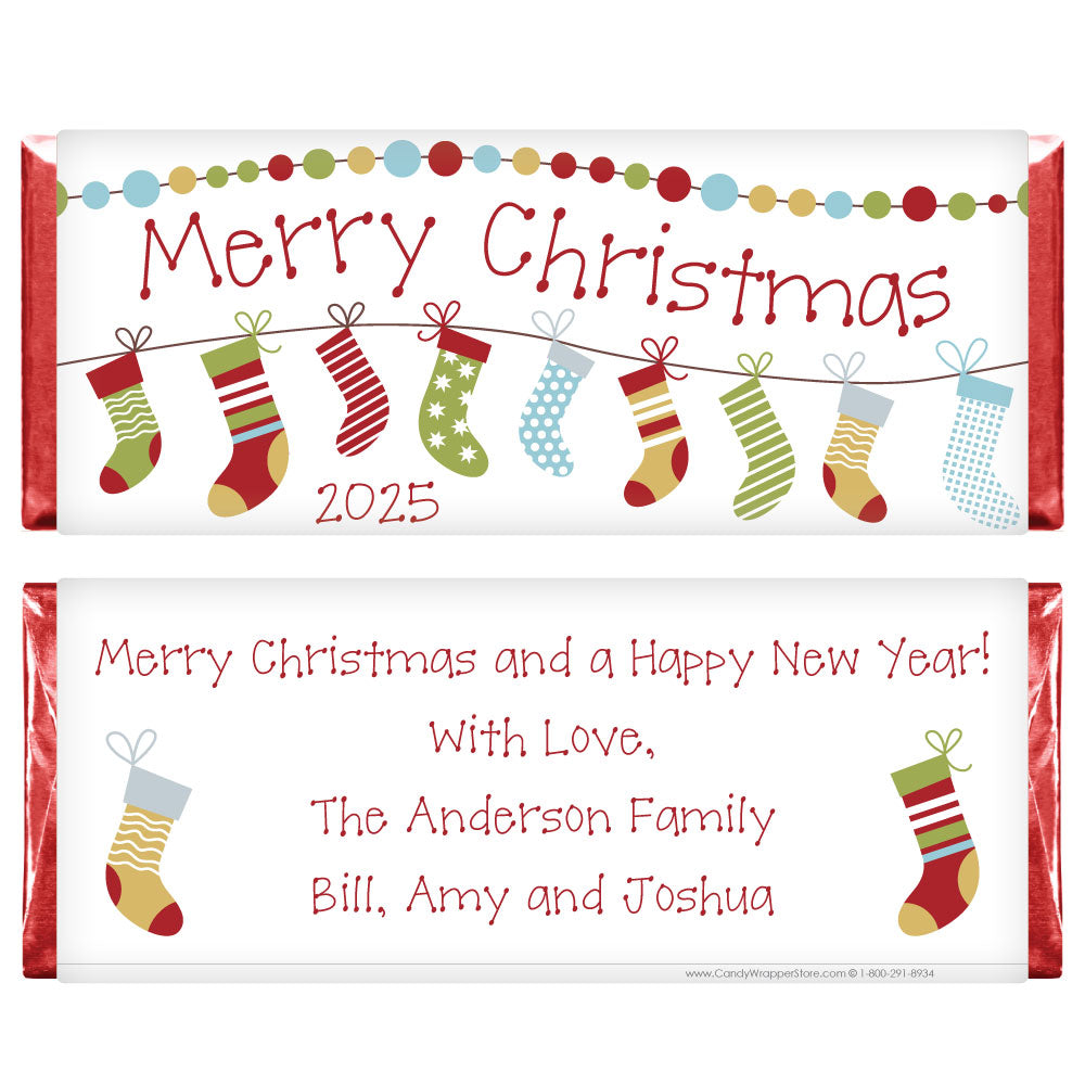 XMAS222 - Hanging Stockings Christmas 2022 Candy Bar Wrapper Hanging Stockings Christmas 2022 Candy Bar Wrapper Candy Wrapper Store