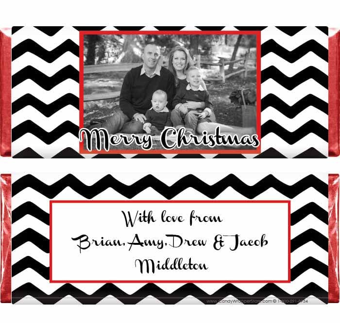 XMAS227PHOTO - Simply Chevron with Photo Christmas Candy Wrappers Simply Chevron with Photo Christmas Candy Wrappers Candy Wrapper Store