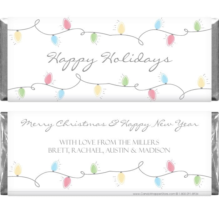 XMAS228 - String of Holiday Lights Candy Bar Wrappers String of Holiday Lights Candy Bar Wrappers Candy Wrapper Store