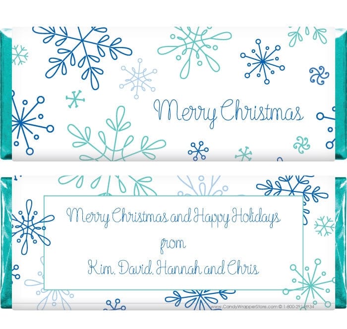 XMAS230 - Falling Snowflakes Christmas Wrappers Falling Snowflakes Christmas Wrappers Candy Wrapper Store