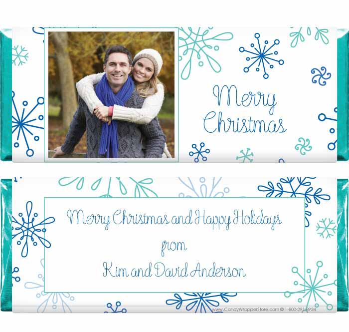 XMAS230PHOTO - Falling Snowflakes Photo Christmas Wrappers Falling Snowflakes Photo Christmas Wrappers Candy Wrapper Store