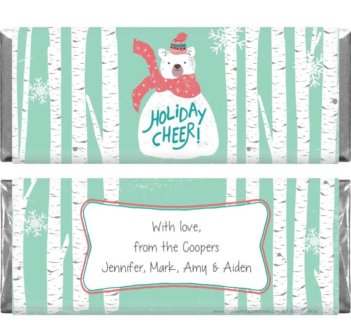 XMAS237 - Holiday Cheer Bear in the Woods Christmas Wrappers Holiday Cheer Bear in the Woods Christmas Wrappers Candy Wrapper Store