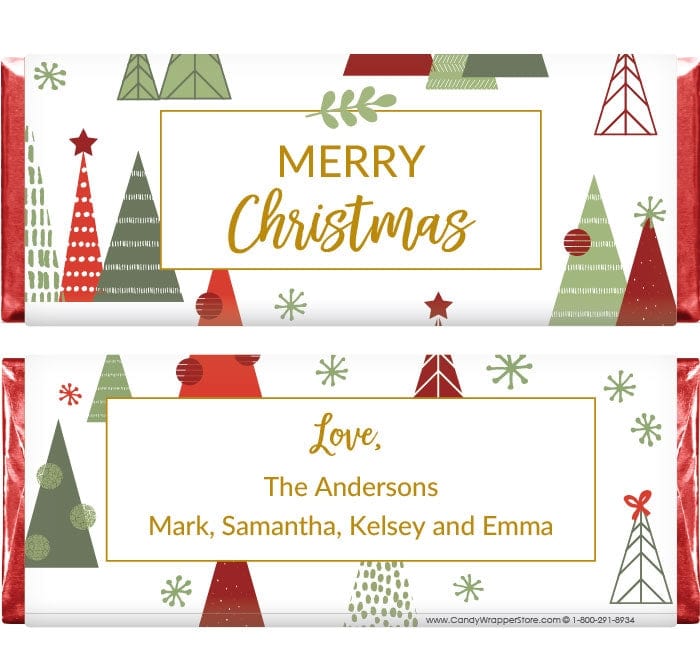 XMAS250 - Christmas Trees Holiday Candy Bar Wrapper Christmas Trees Holiday Candy Bar Wrapper Candy Wrapper Store