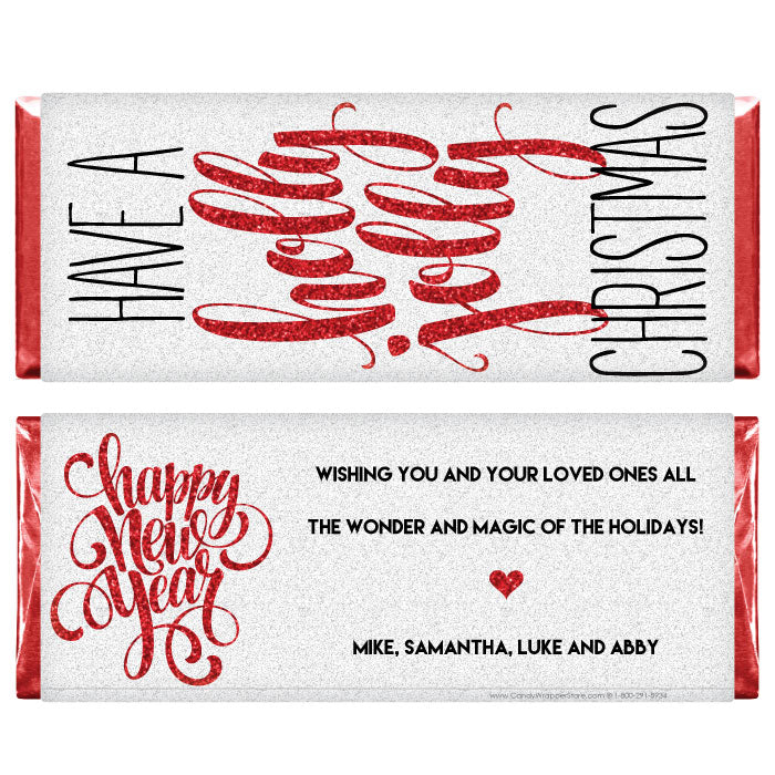 XMAS257 - Have a Holly Jolly Glitter Christmas Candy Bar Wrapper Have a Holly Jolly Christmas Candy Bar Wrapper Candy Wrapper Store