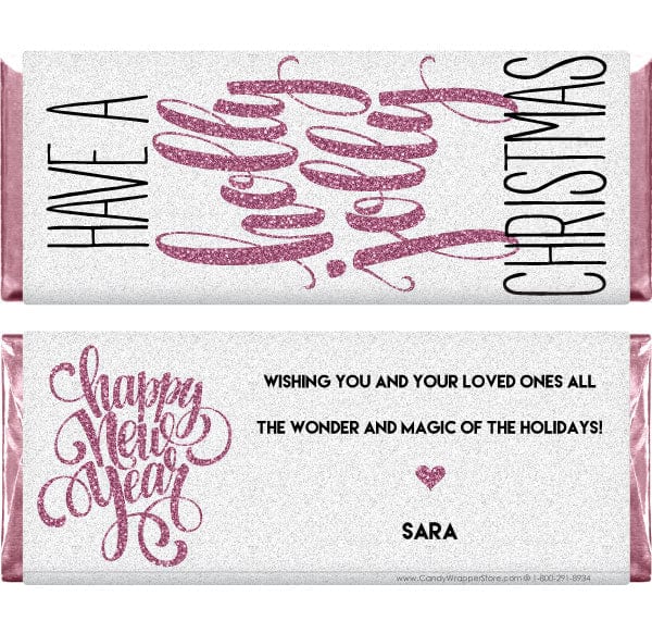 XMAS257 - Have a Holly Jolly Glitter Christmas Candy Bar Wrapper Have a Holly Jolly Christmas Candy Bar Wrapper Candy Wrapper Store