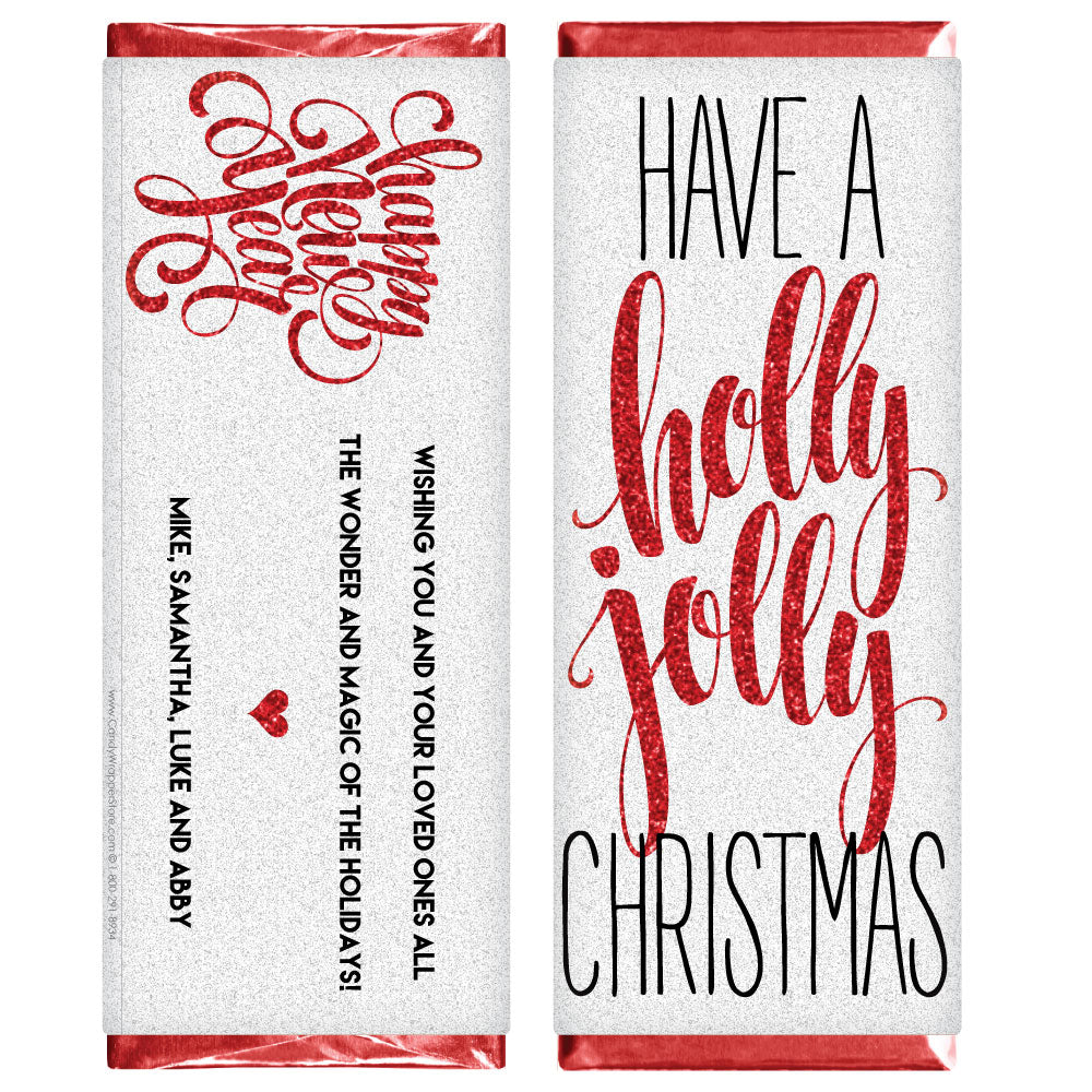 XMAS257 - Have a Holly Jolly Glitter Christmas Candy Bar Wrapper Have a Holly Jolly Christmas Candy Bar Wrapper Candy Wrapper Store
