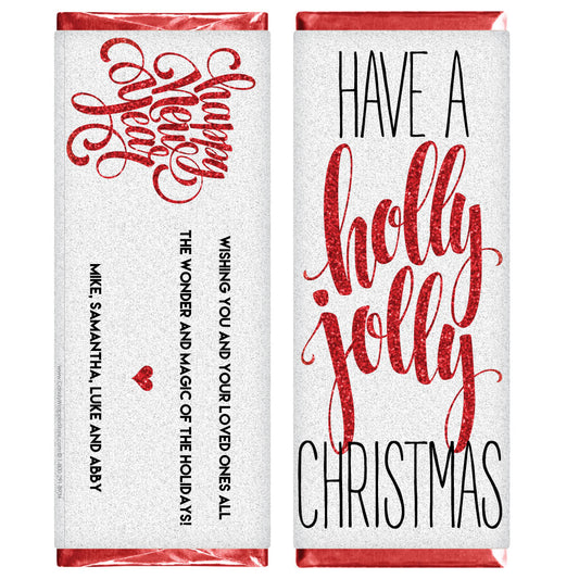 XMAS257 - Have a Holly Jolly Glitter Christmas Candy Bar Wrapper Have a Holly Jolly Christmas Candy Bar Wrapper Candy Wrapper Store