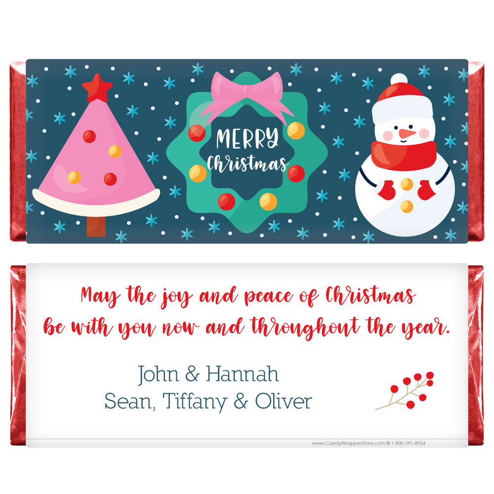 XMAS265 - Happy Holiday Wording Candy Bar Wrapper Happy Holiday Wording Candy Bar Wrapper Candy Wrapper Store