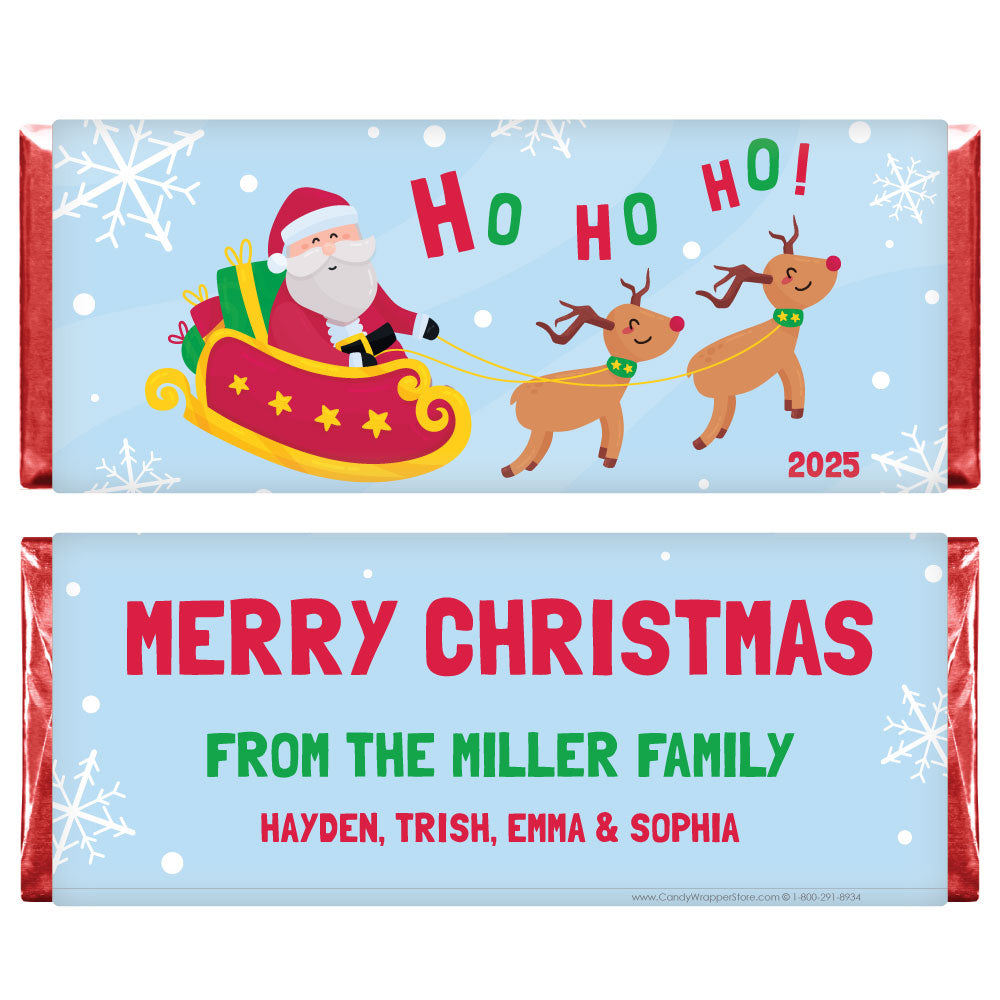 XMAS277 - Santas Sleigh and Reindeer 2022 Candy Bar Wrapper Santas Sleigh and Reindeer 2022 Candy Bar Wrapper Candy Wrapper Store