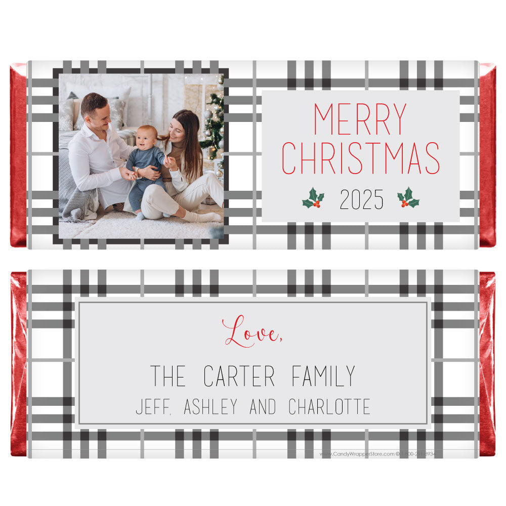 XMAS285photo - Black and White Burberry Personalized Christmas Card Photo Wrapper Black and White Burberry Personalized Christmas Card Photo Wrapper Candy Wrapper Store