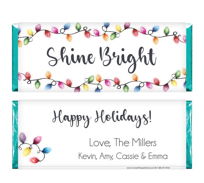 XMAS287 - Colorful Lights Personalized Christmas Card Candy Wrapper Colorful Lights Personalized Christmas Card Candy Wrapper XMAS287