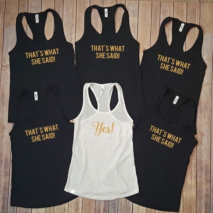 Yes! That's What She Said! Funny Bachelorette Party Tank Tops Candy Wrapper Store