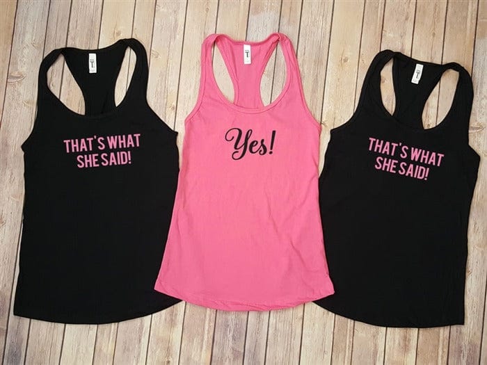 Yes! That's What She Said! Funny Bachelorette Party Tank Tops Candy Wrapper Store
