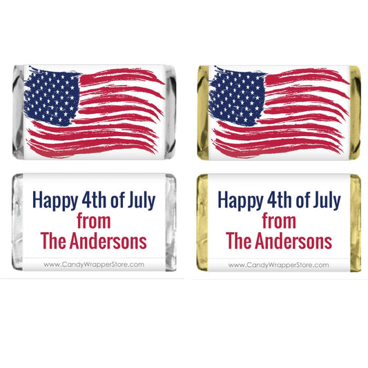 4th of July Grunge Flag Personalized Miniature Candy Wrappers IND213